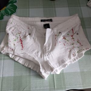 White Cutt Off Shorts